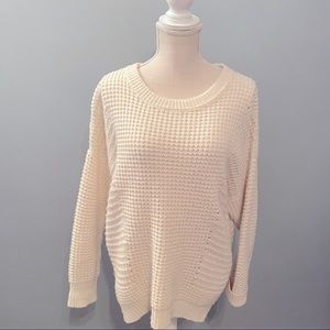 Madewell Stichmix Pullover Sweater Ivory Cream Wool Alpaca Waffle Knit Sz Medium